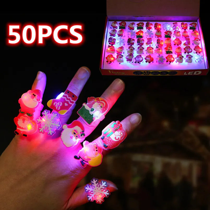 50PCS LED Light Christmas Halloween Ring