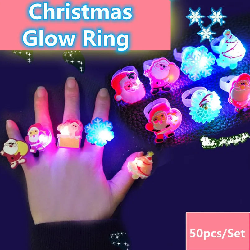 50PCS LED Light Christmas Halloween Ring